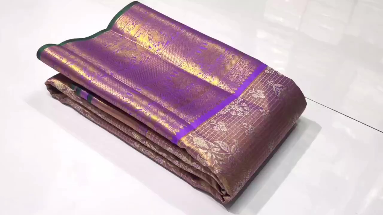 Lilac Kanchipuram Handloom Tissue Brocade Silk Saree