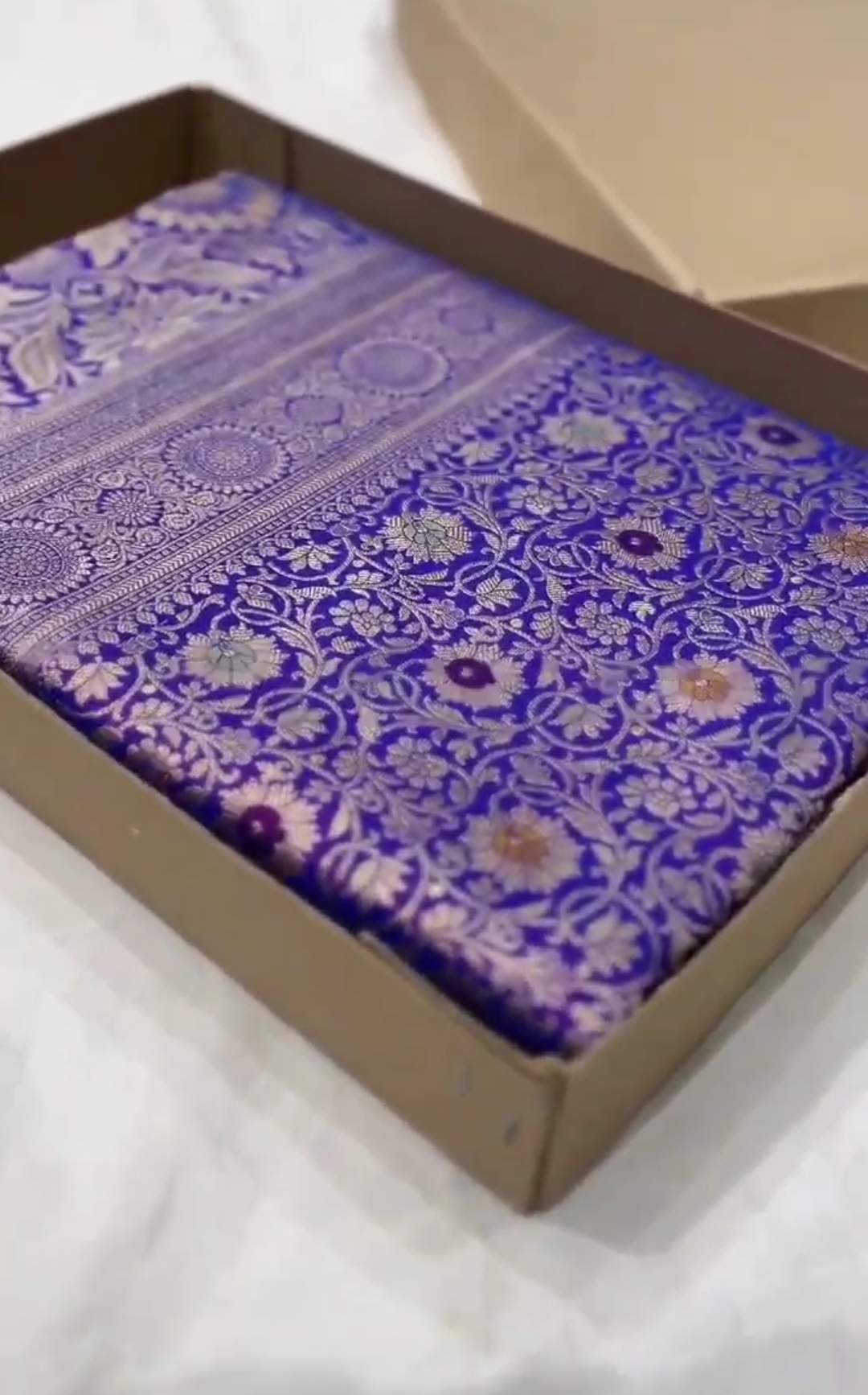 Purple Banarasi Handloom Katan Silk Meenakari Saree