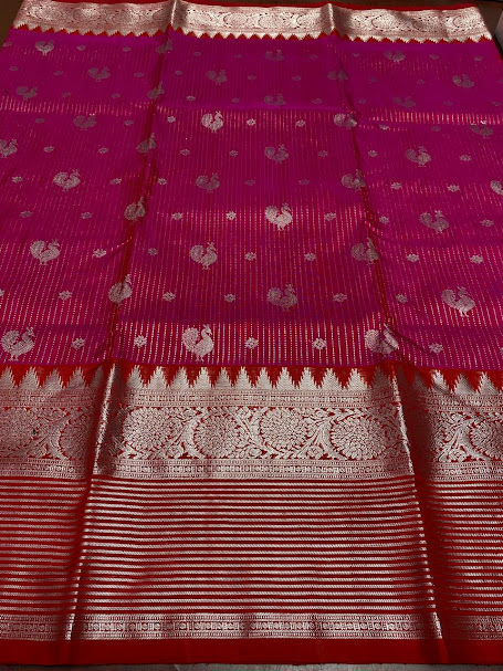 Hot Pink Venkatagiri Handloom Pattu Silk Saree