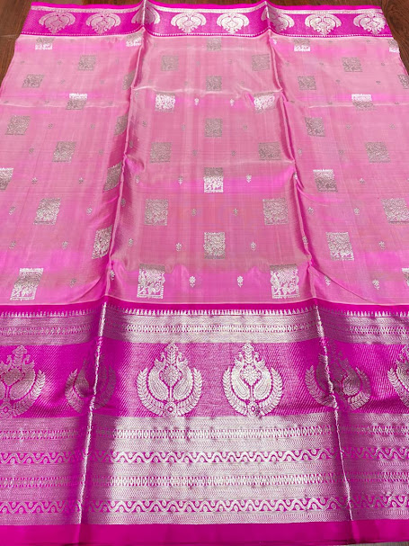 Dual Tone Pink Venkatagiri Handloom Pattu Silk Saree