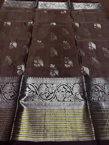 Dark Brown Venkatagiri Handloom Pattu Silk Saree