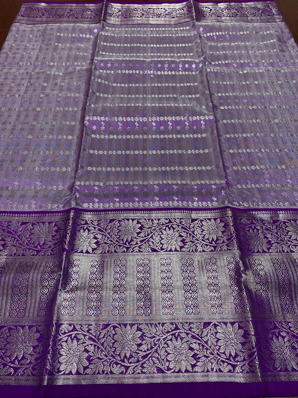 Dual Tone Lavender Venkatagiri Handloom Pattu Silk Saree