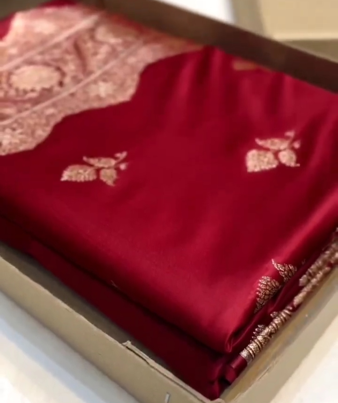 Rustic Red Banarasi Satin Katan Silk Saree