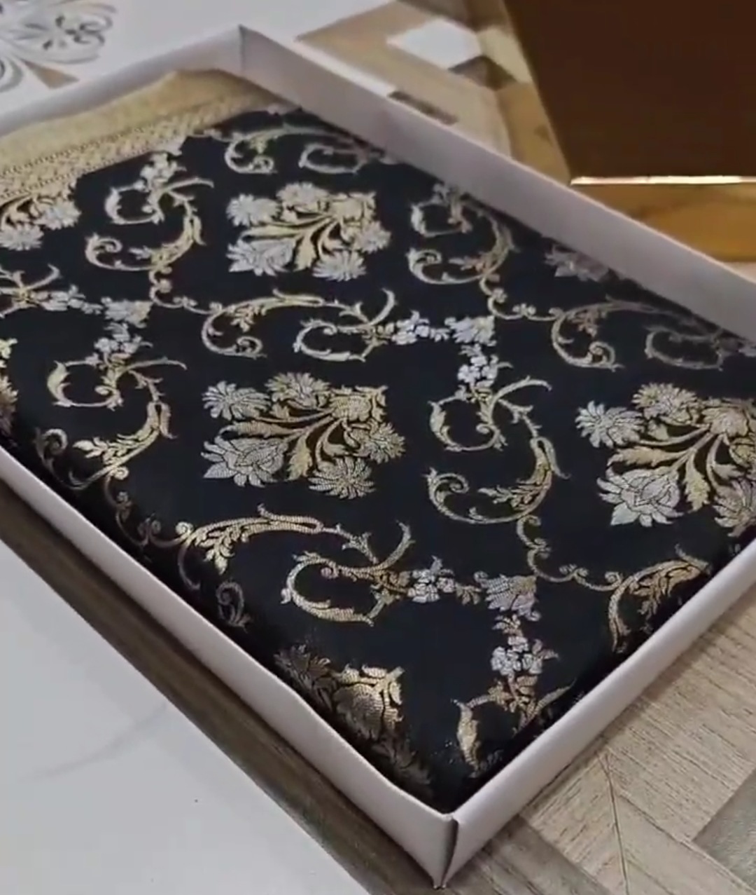 Black Banarasi Semi Katan Silk Sona Rupa Saree