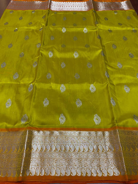 Dual Tone Green Venkatagiri Handloom Pattu Silk Saree