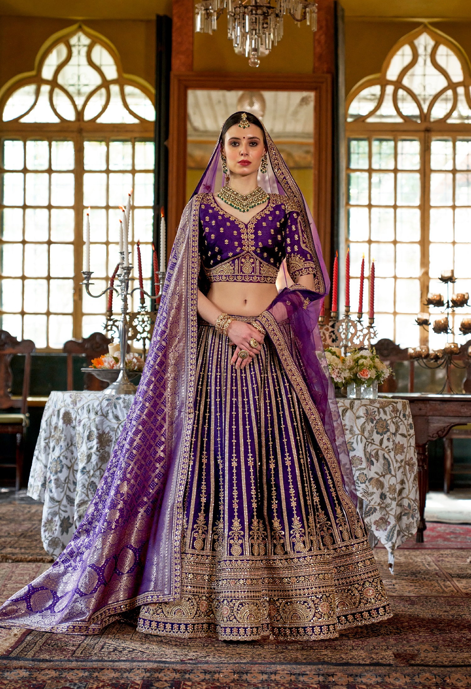 Designer Purple Bridal Lehenga with Intricate Embroidery