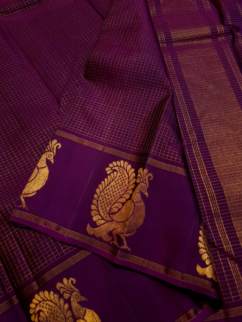 Wine Kanchipuram Handloom 2G Gold Pattu Silk Saree