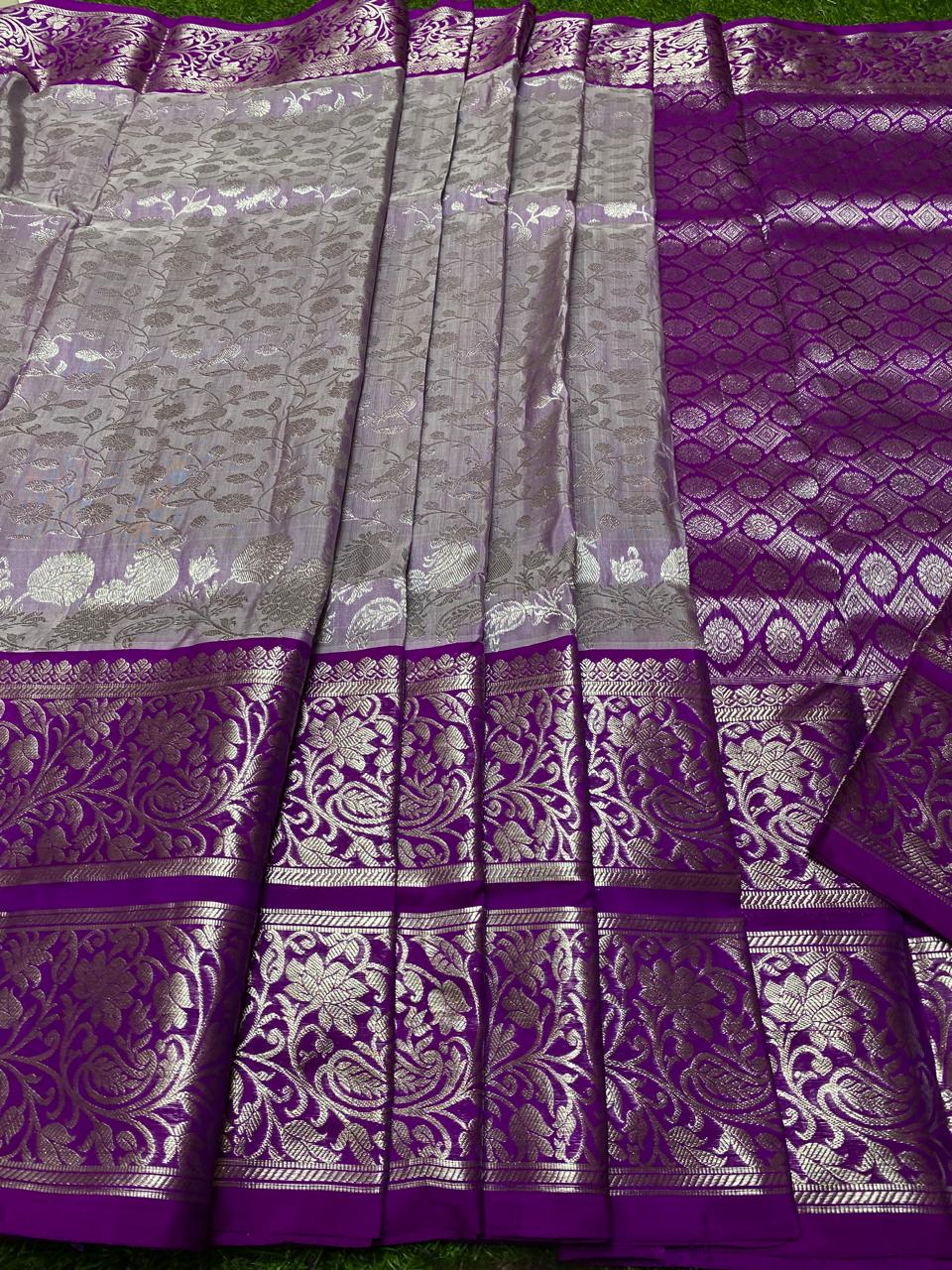 Lavender Venkatagiri Handloom Pattu Silk Saree