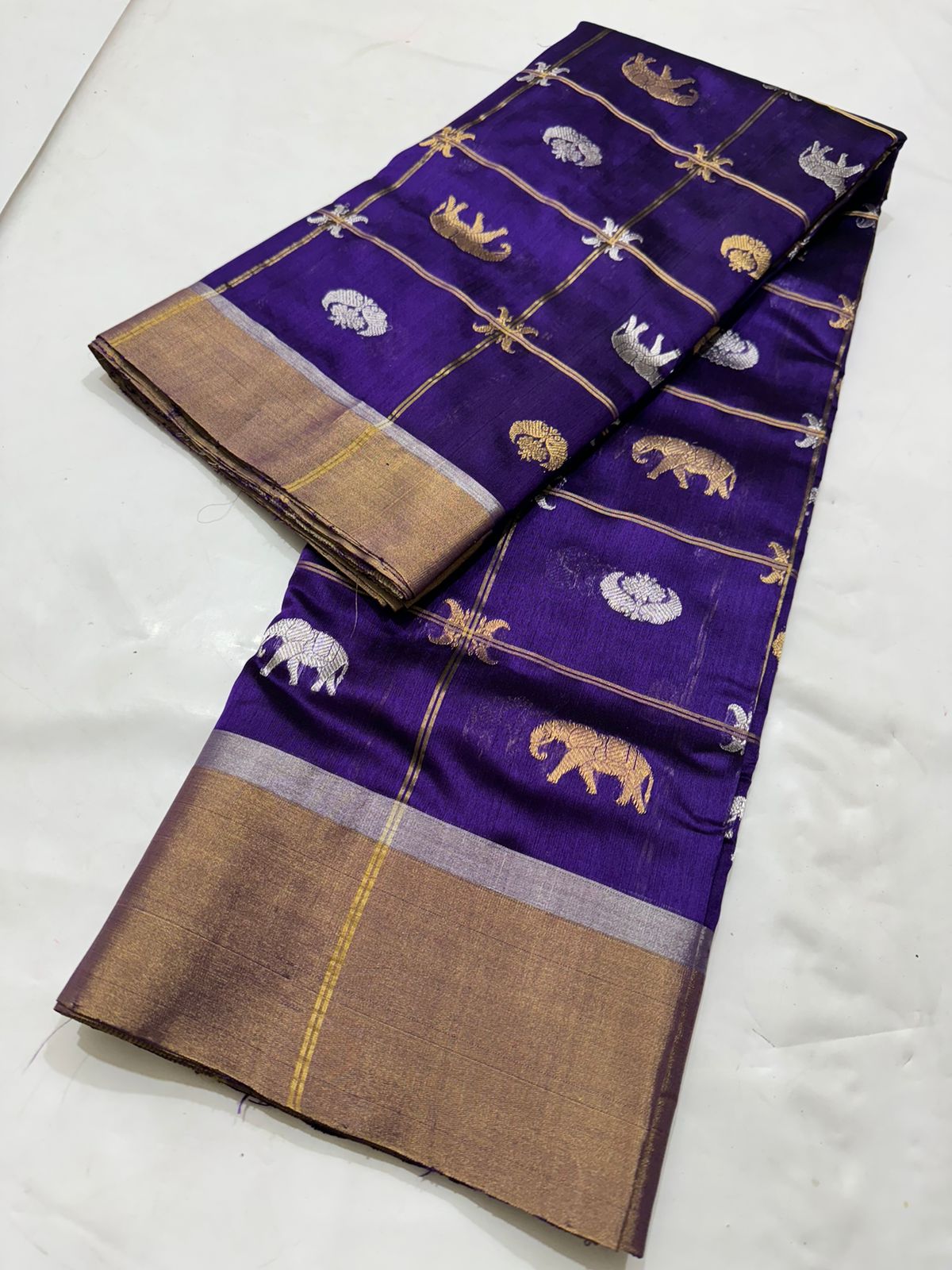 Purple Chanderi Handloom Pattu Silk Saree