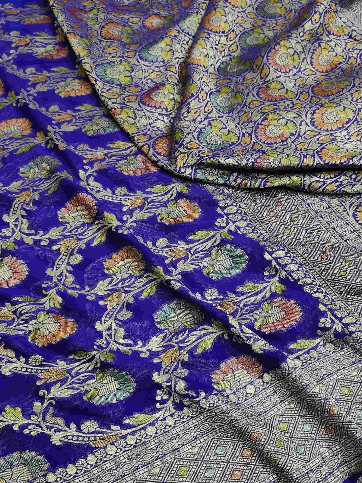 Royal Blue Banarasi Handloom Water Zari Georgette Silk Saree