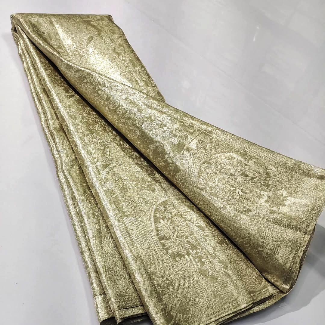 Ivory Kanchipuram Handloom Tissue Brocade Silk Saree