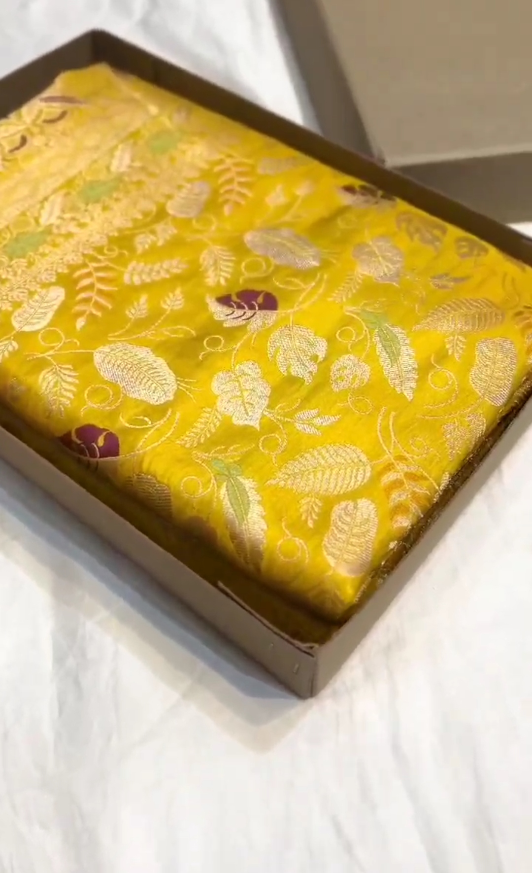 Turmeric Yellow Banarasi Handloom Katan Silk Meenakari Saree