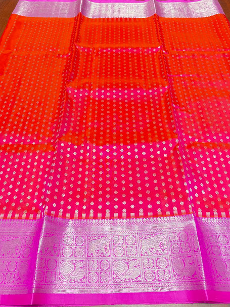 Dual Tone Hot Pink Venkatagiri Handloom Pattu Silk Saree