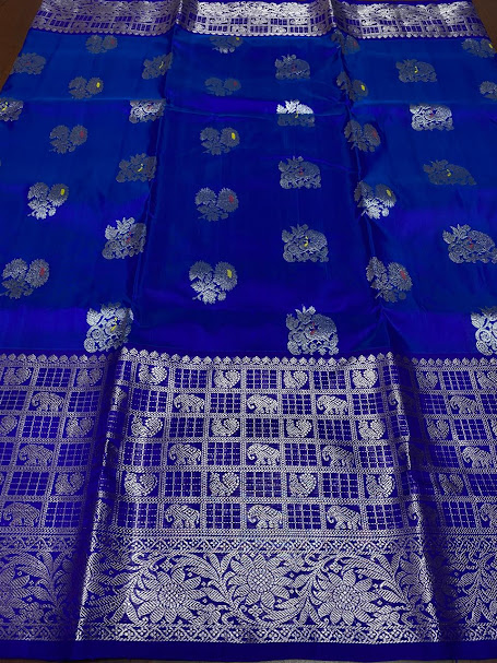 Royal Blue Venkatagiri Handloom Pattu Silk Meenakari Saree