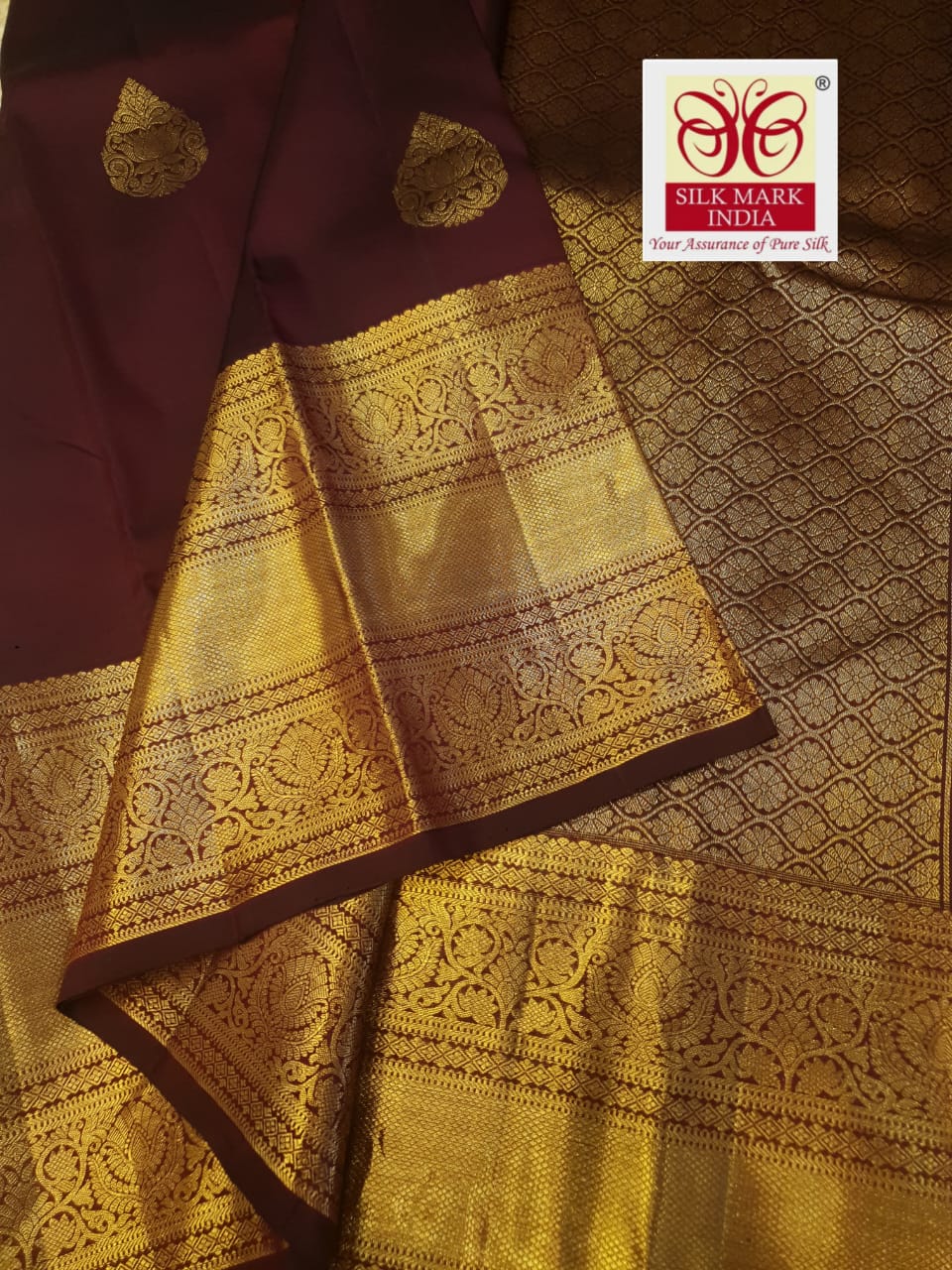 Maroon Kanchipuram Handloom 1G Gold Pattu Silk Saree