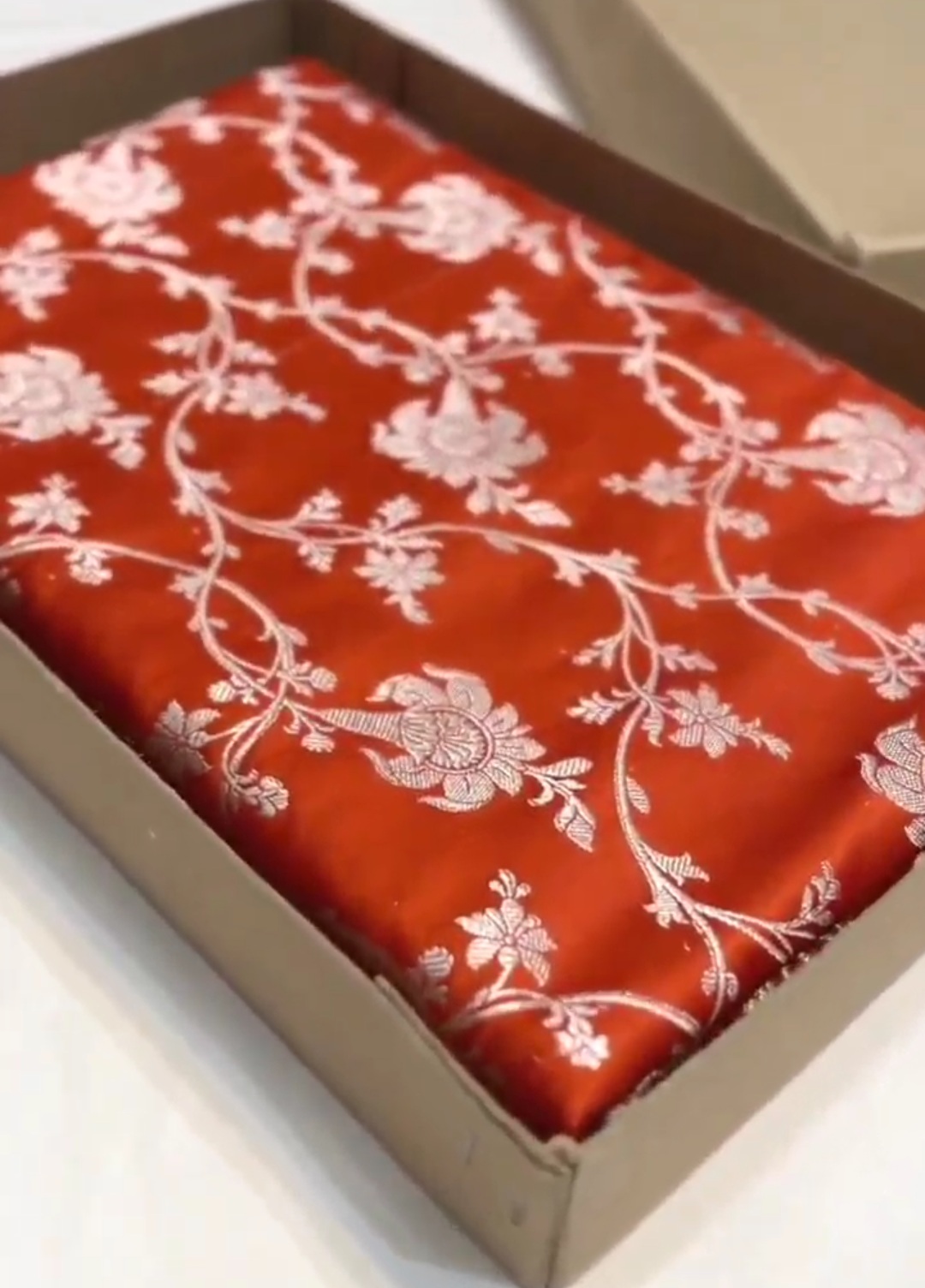 Red Banarasi Mashru Soft Silk Saree