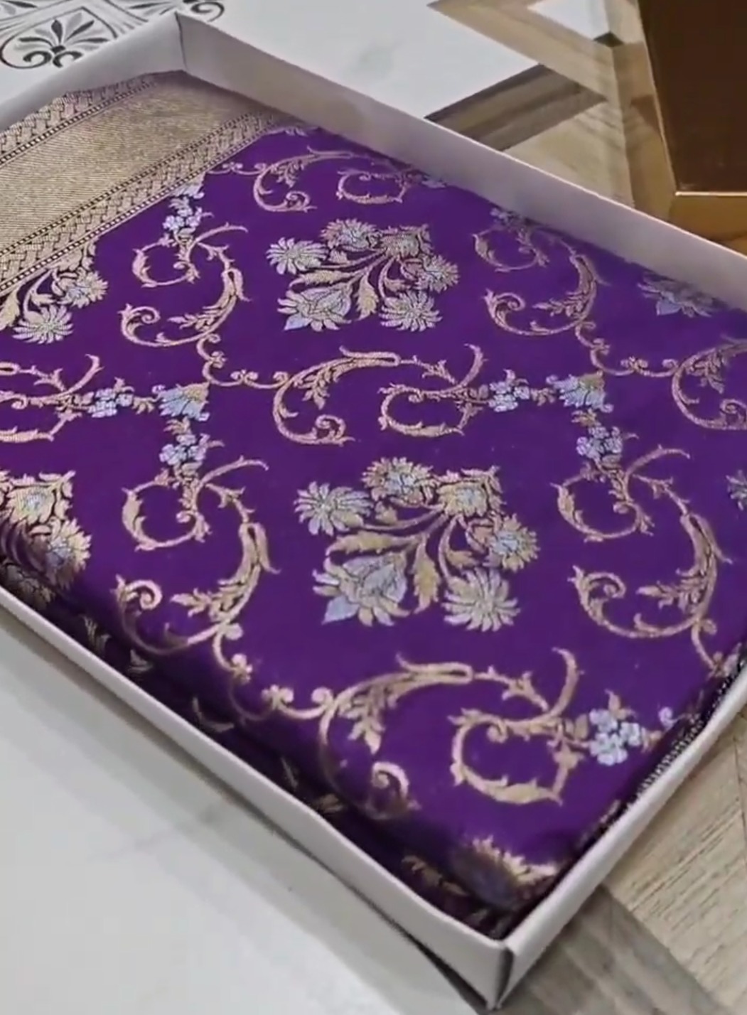 Lilac Banarasi Semi Katan Silk Sona Rupa Saree