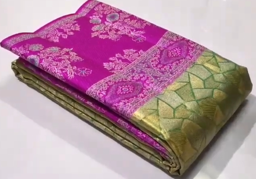 Green Kanchipuram Handloom Tissue Brocade Silk Saree