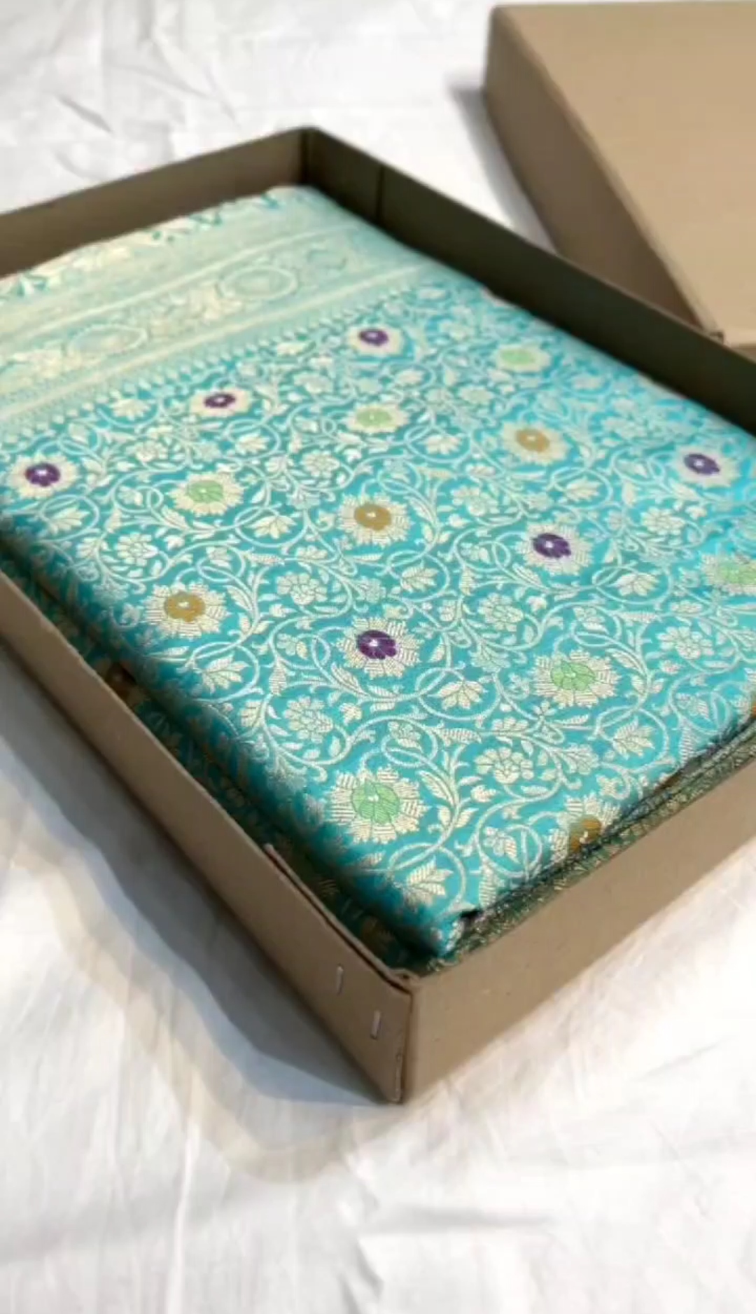 Blue Banarasi Handloom Katan Silk Meenakari Saree