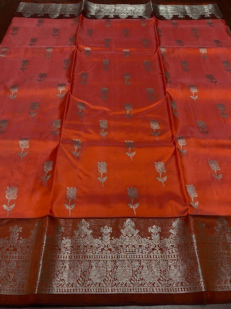 Rustic Red Venkatagiri Handloom Pure Pattu Silk Saree