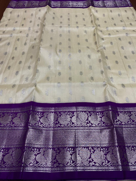 Pearl White Venkatagiri Handloom Pattu Silk Saree