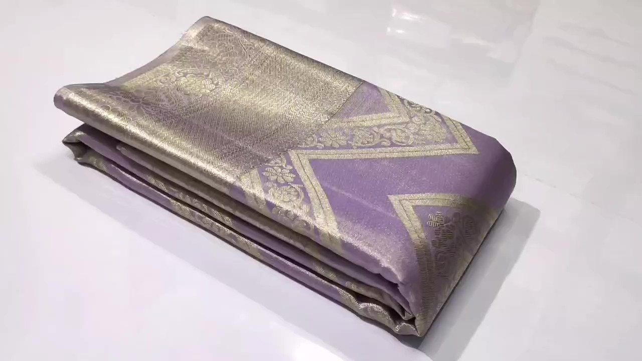 Lavender Kanchipuram Handloom Tissue Brocade Silk Saree