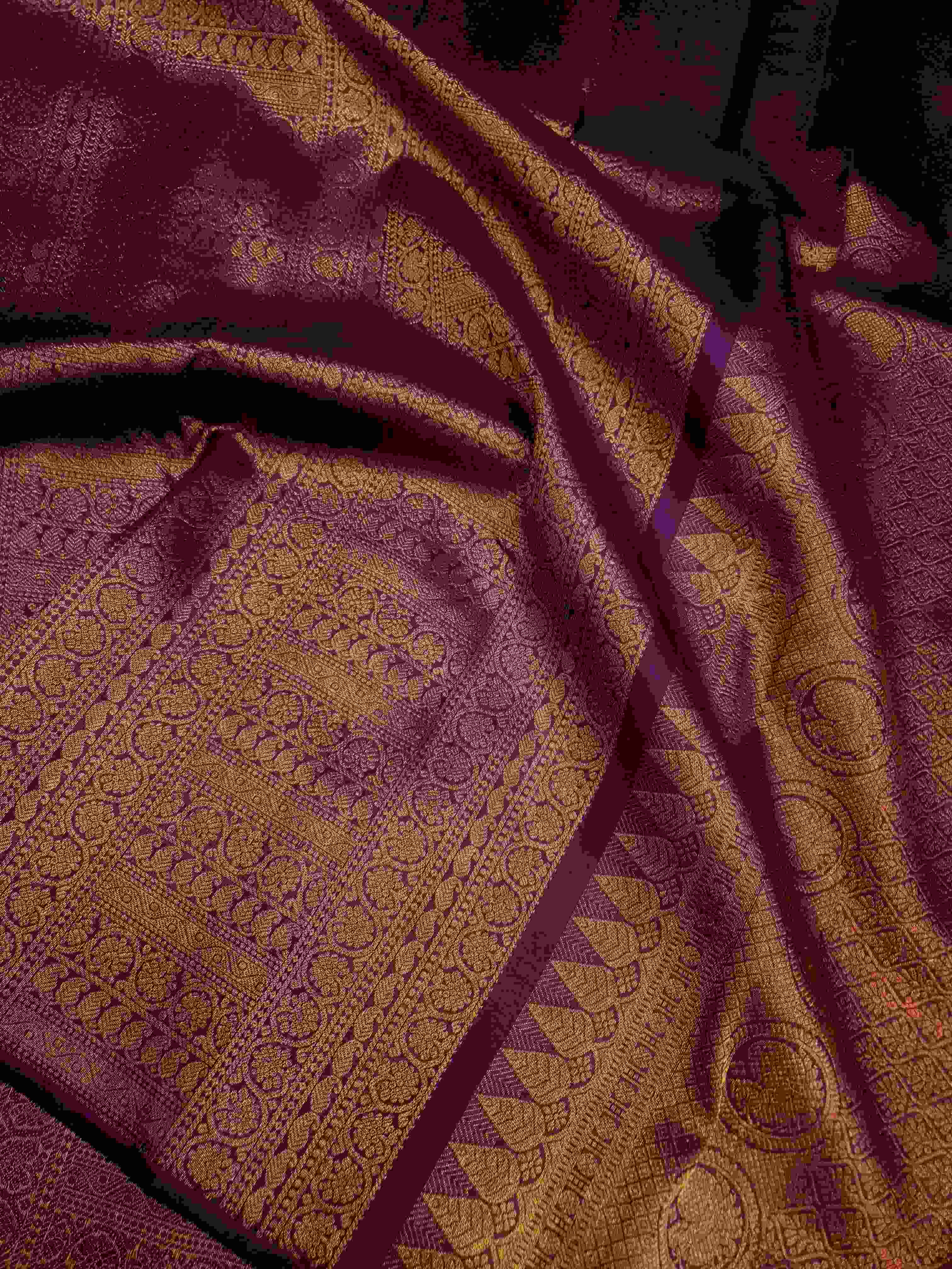 Purple Kanchipuram Handloom Brocade Pattu Silk Saree
