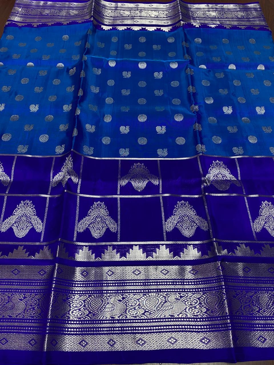 Dark Blue Venkatagiri Handloom Pattu Silk meenakari Saree