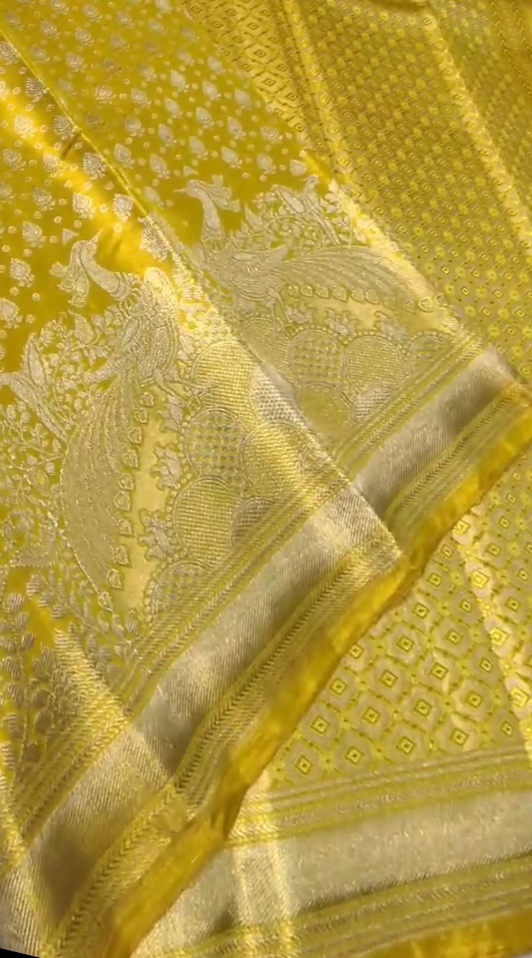 Gold Kanchipuram Handloom Tissue Brocade Silk Saree