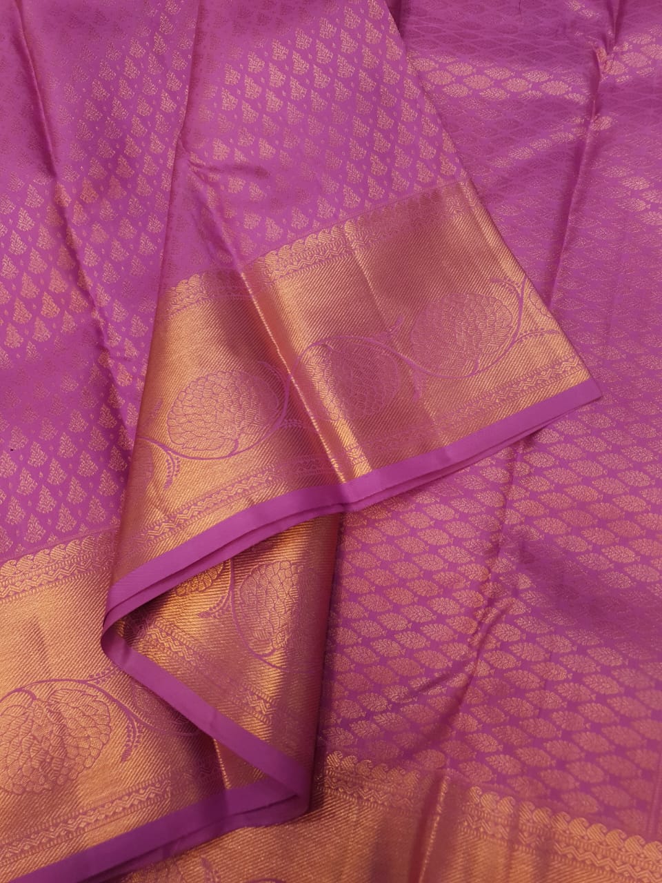 Onion Pink Kanchipuram Handloom 1G Gold Pattu Silk Saree