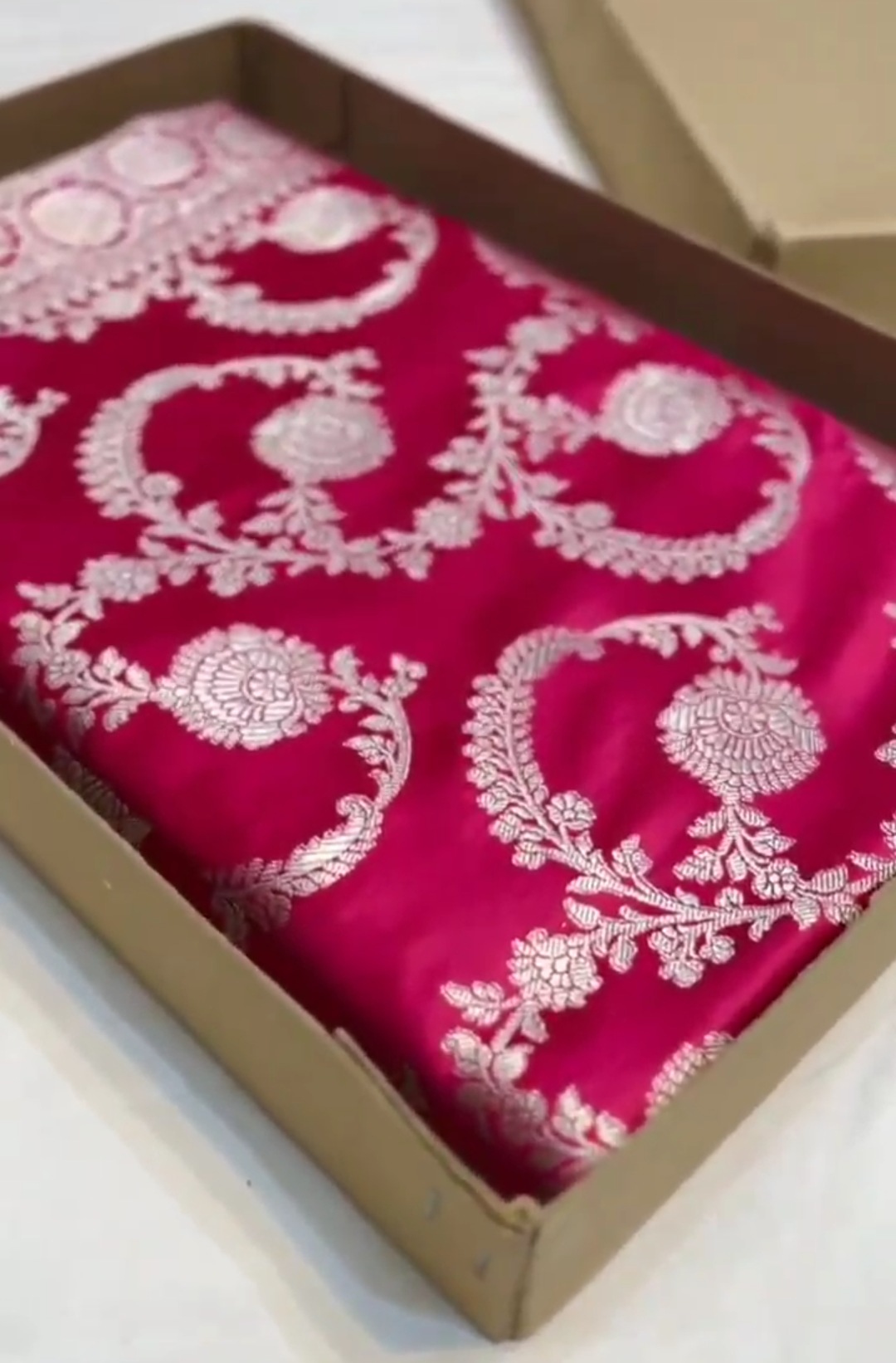 Hot Pink Banarasi Mashru Soft Silk Saree