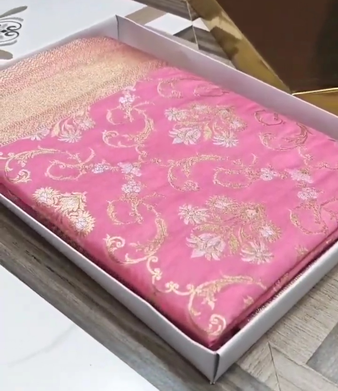 Pastel Pink Banarasi Semi Katan Silk Sona Rupa Saree