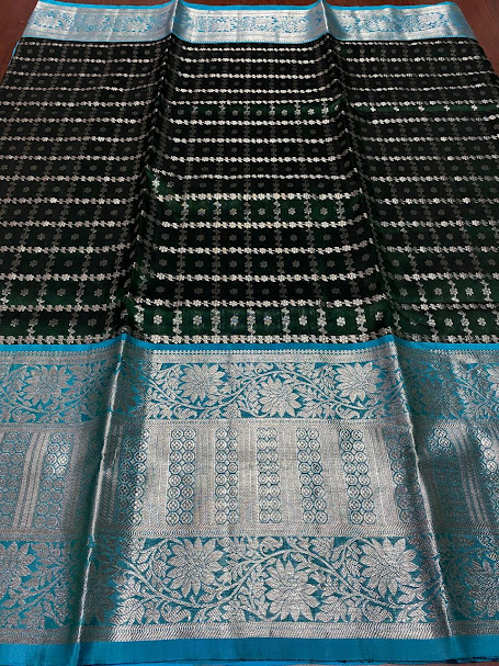 Dark Green Venkatagiri Handloom Pattu Silk Saree
