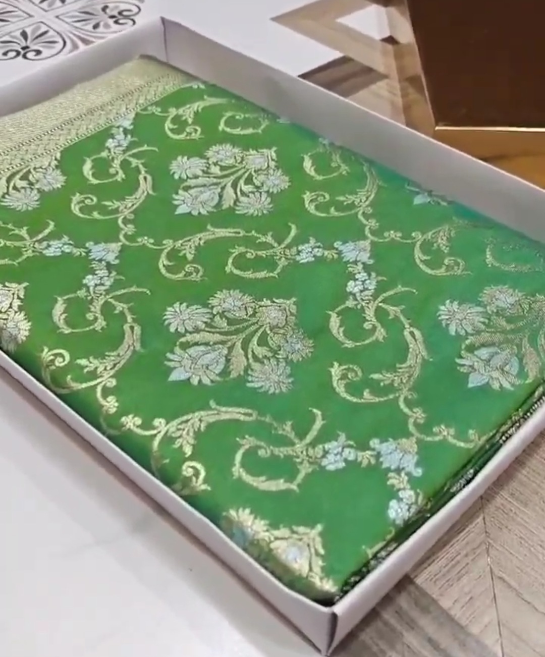 Green Banarasi Semi Katan Silk Sona Rupa Saree