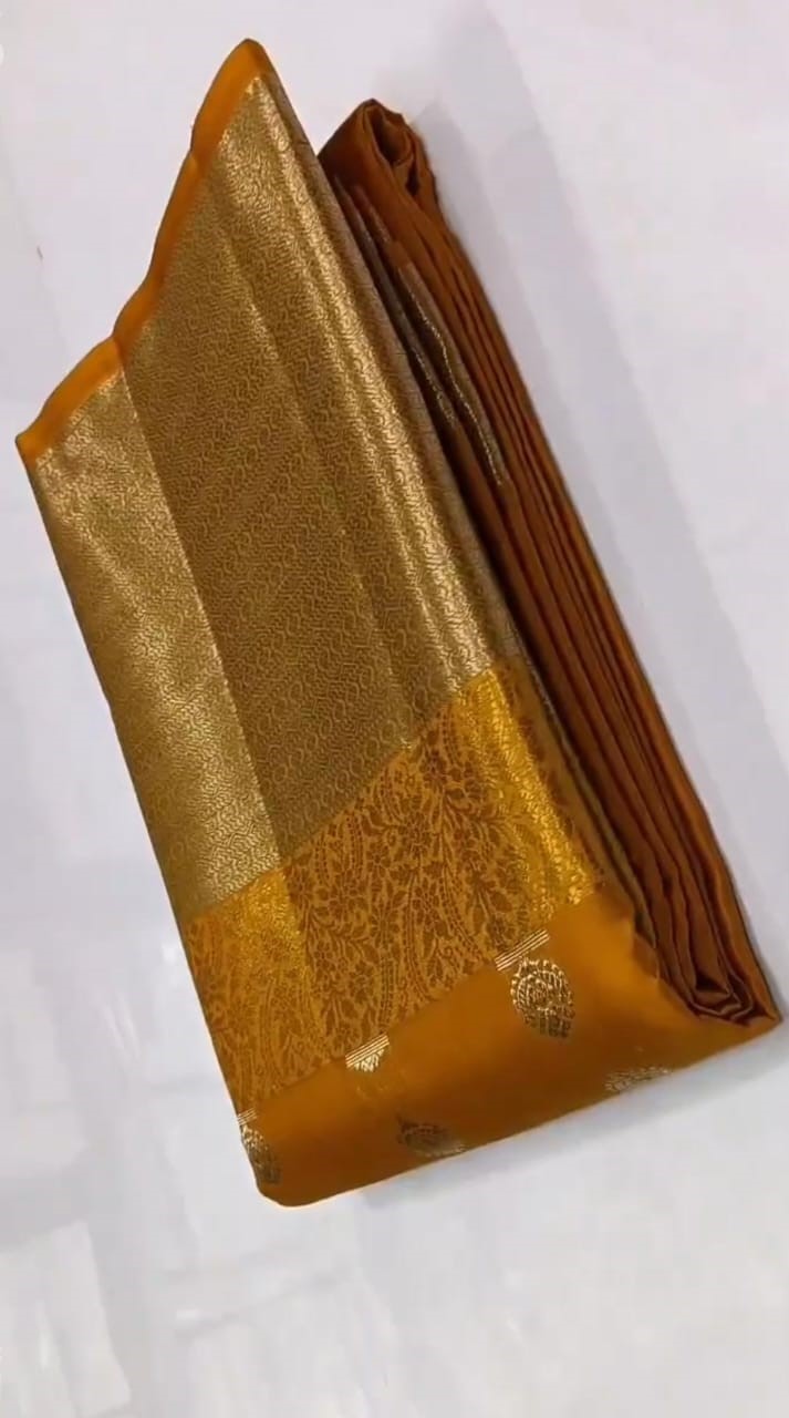 Orange Kanchipuram Handloom Single Warp Pattu Silk Saree