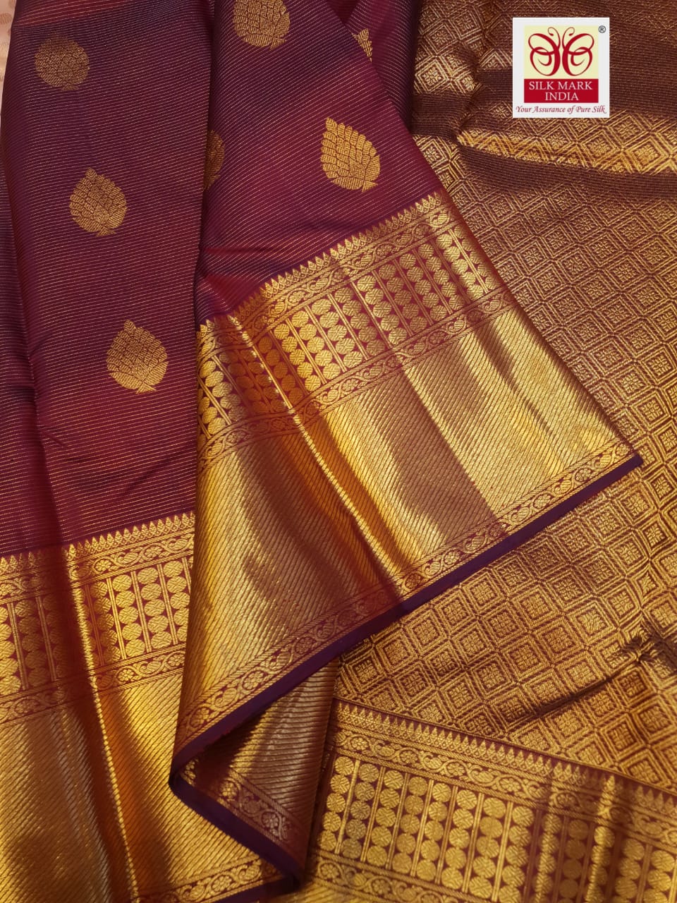 Maroon Kanchipuram Handloom 2G Gold Bridal Pattu Silk Saree