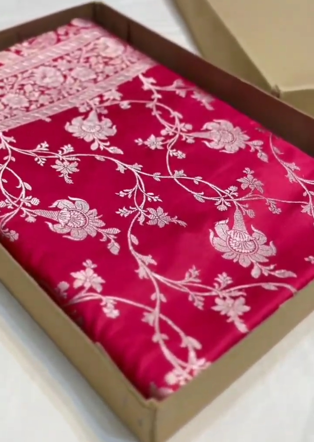 Hot Pink Banarasi Mashru Soft Silk Saree