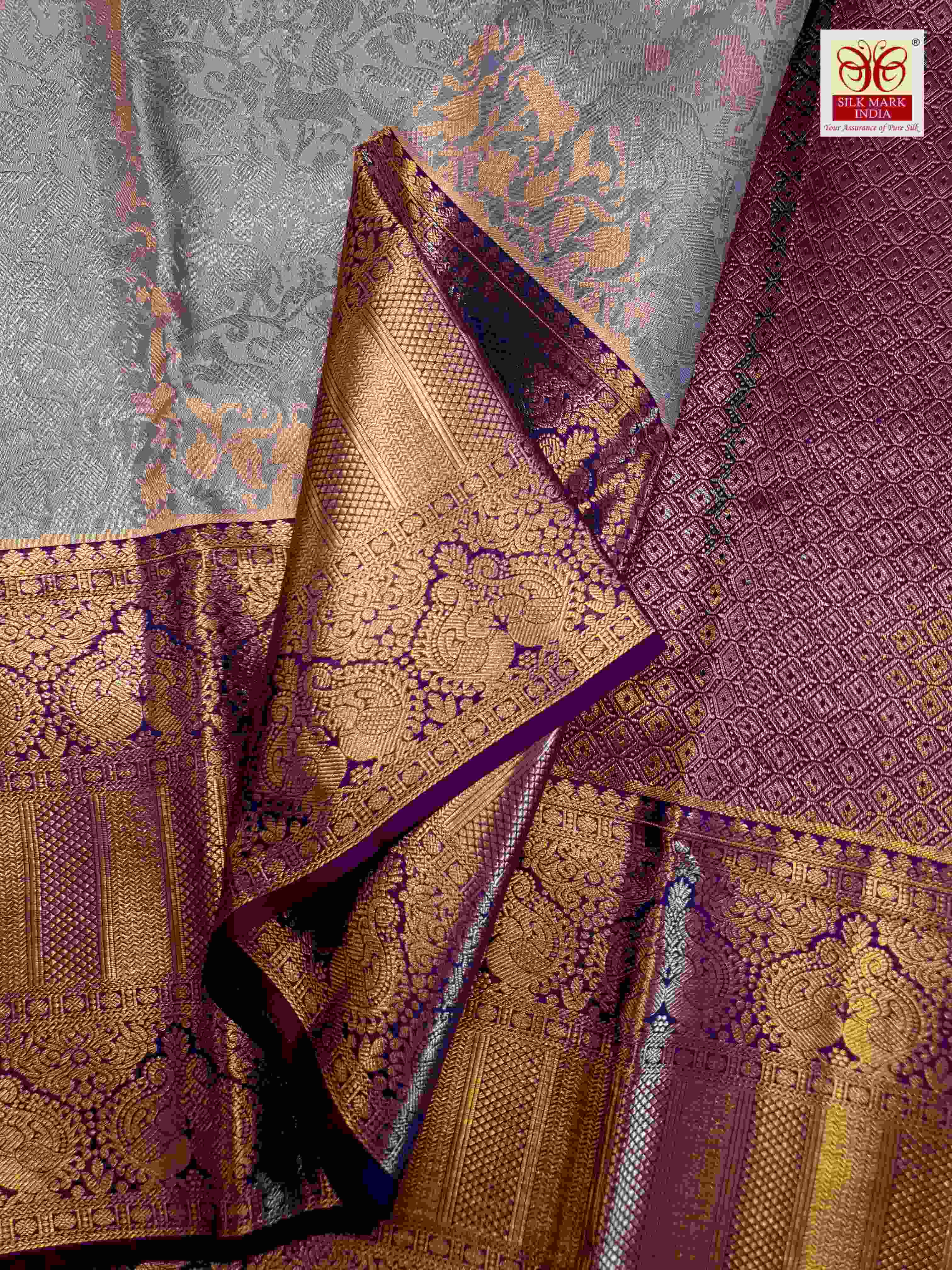 Lavender Kanchipuram Handloom 2G Gold Pattu Silk Saree